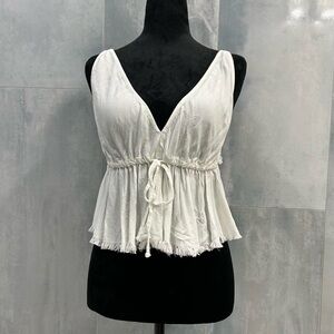 Brandy Melville White V-Neck Blouse